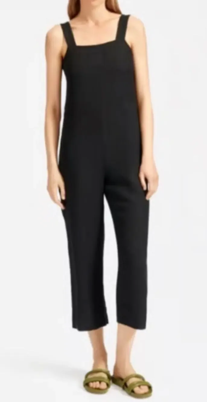 Everlane Women’s Black Linen Blend Overall Pants Romper Sz 4 A003253